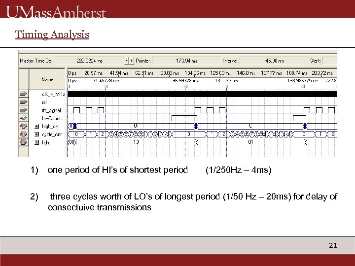 Timing Analysis 1) one period of HI’s of shortest period 2) three cycles worth