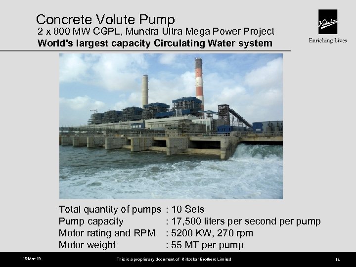 Concrete Volute Pump 2 x 800 MW CGPL, Mundra Ultra Mega Power Project World's