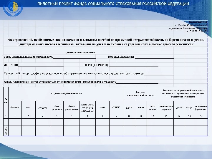 Реестр сведений необходимых для назначения и выплаты пособий образец заполнения