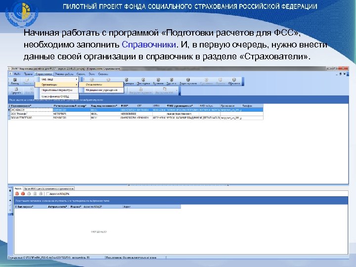 Начиная работать с программой «Подготовки расчетов для ФСС» , необходимо заполнить Справочники. И, в