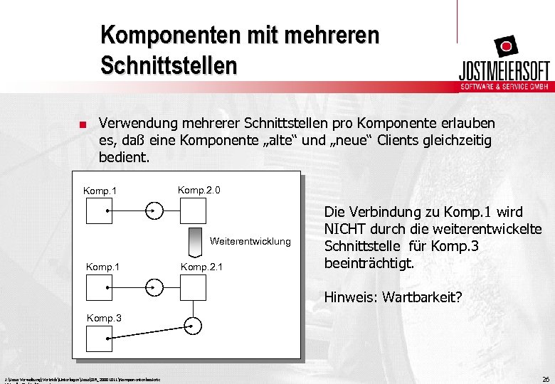 Komponenten mit mehreren Schnittstellen. Verwendung mehrerer Schnittstellen pro Komponente erlauben es, daß eine Komponente