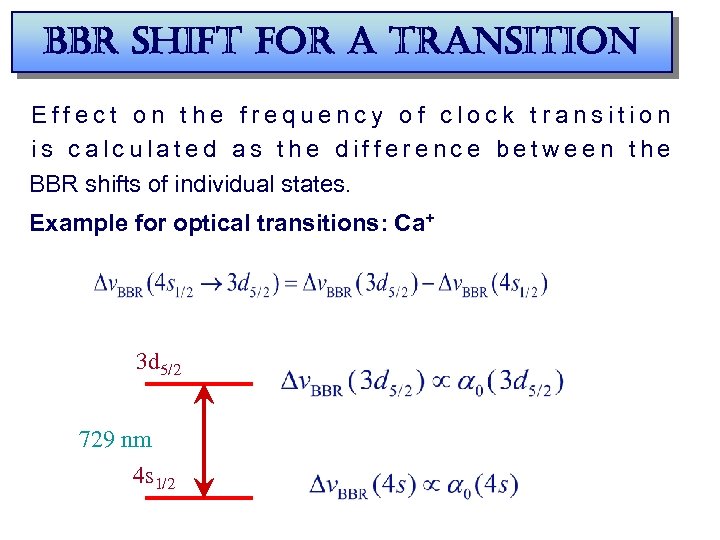 bbr shift for a transition Effect on the frequency of clock transition is calculated