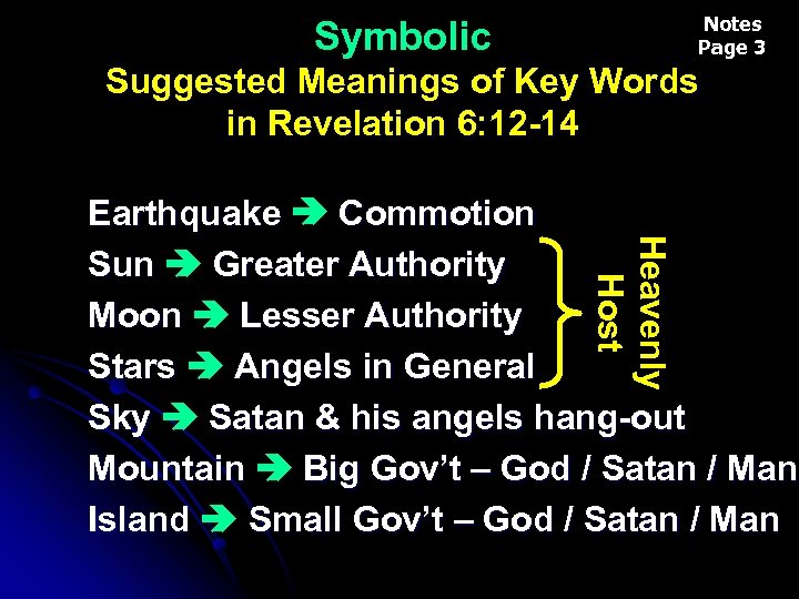 Notes Page 3 Symbolic Suggested Meanings of Key Words in Revelation 6: 12 -14
