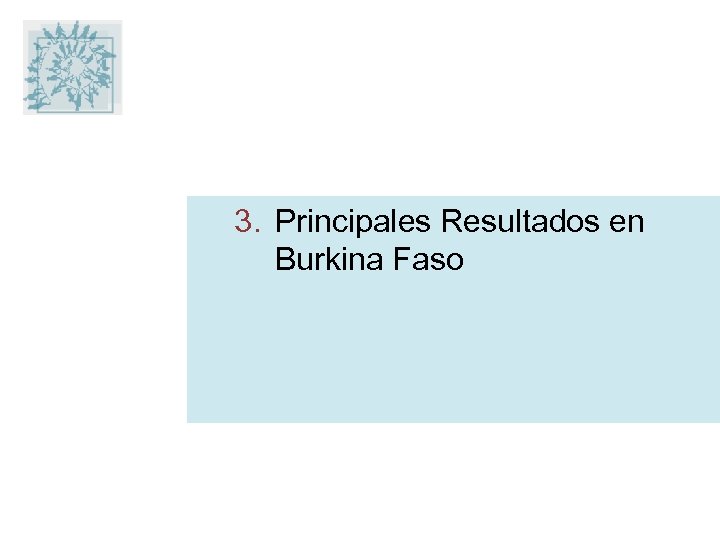 3. Principales Resultados en Burkina Faso 