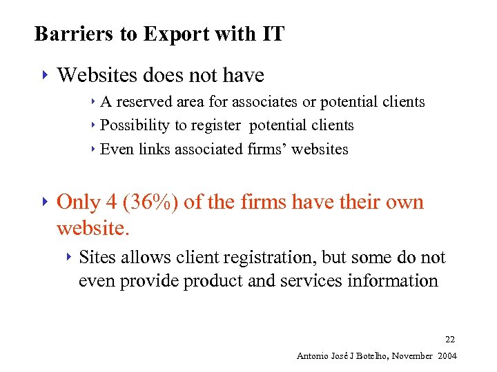 Barriers to Export with IT 4 Websites does not have A reserved area for
