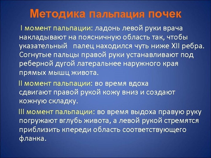 Пальпация. Методика пальпации почек. Методика проведения пальпации почек. Проведение пальпации почек алгоритм. Пальпация почек в вертикальном положении.