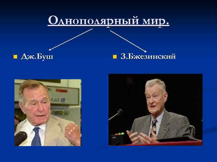 Однополярный мир. n Дж. Буш n З. Бжезинский 