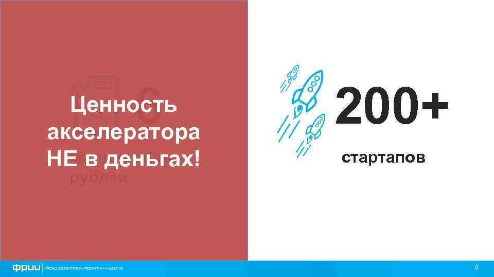 6 Ценность акселератора миллиардов НЕ в деньгах! 200+ стартапов рублей 6 