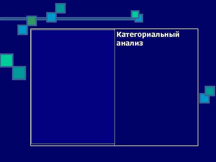 выделение общего признака, на основе которого возможно системное противопоставление языковых явлений Категориальный анализ 