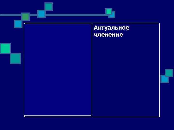 членение предложения Актуальное в контексте на членение исходную часть сообщения – тему (данное) и