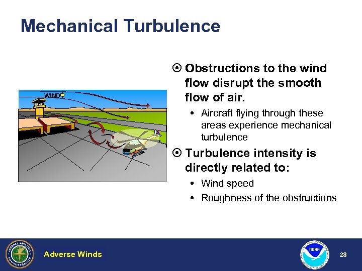 Mechanical Turbulence WIND ¤ Obstructions to the wind flow disrupt the smooth flow of