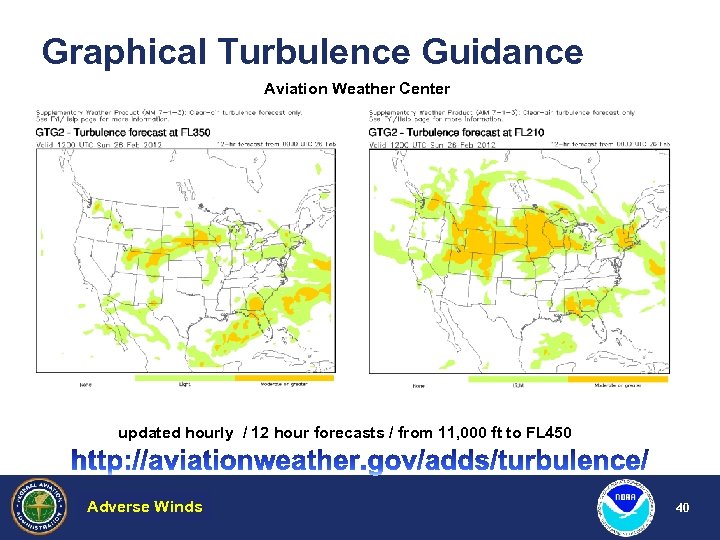 Graphical Turbulence Guidance Aviation Weather Center updated hourly / 12 hour forecasts / from