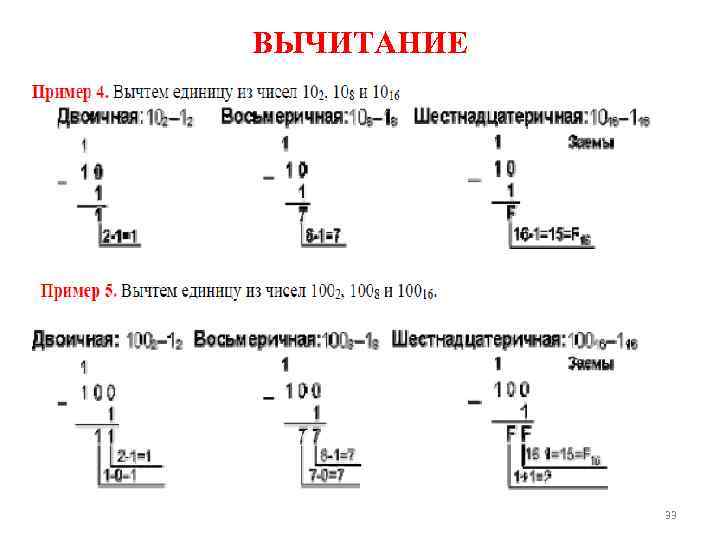 ВЫЧИТАНИЕ 33 
