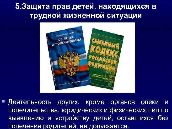 5. Защита прав детей, находящихся в трудной жизненной ситуации § Деятельность других, кроме органов