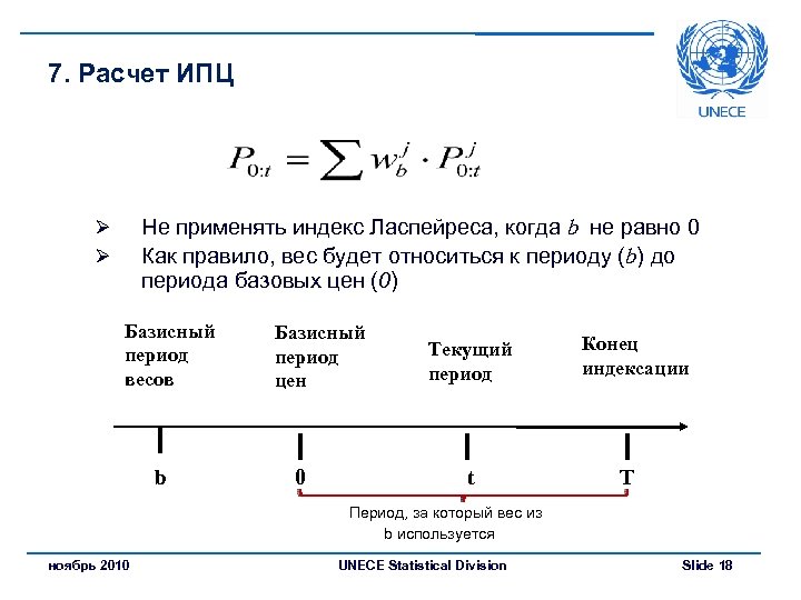 7. Расчет ИПЦ Не применять индекс Ласпейреса, когда b не равно 0 Как правило,