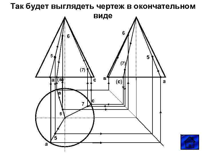 Так будет выглядеть чертеж в окончательном виде 6 6 5 5 (7) a (в)