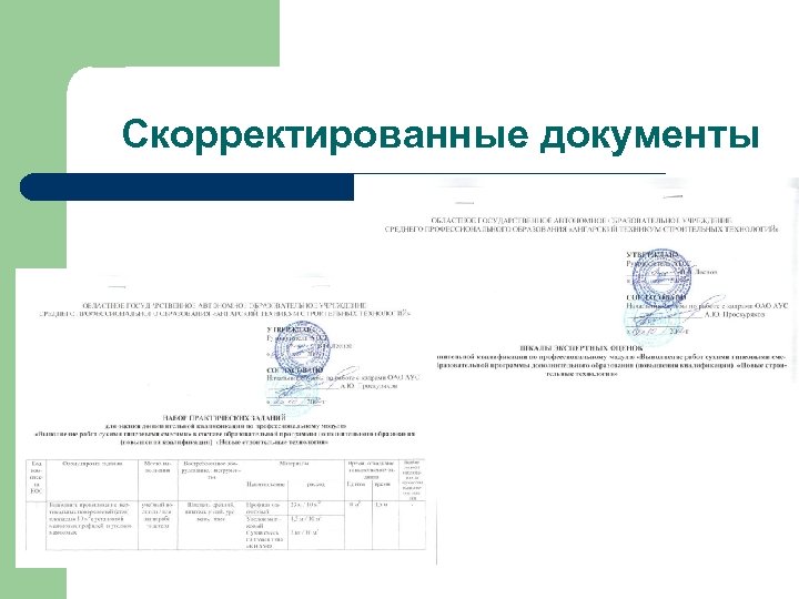 Скорректированные документы 