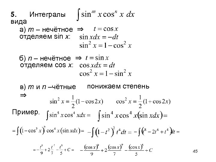 Интеграл sin x