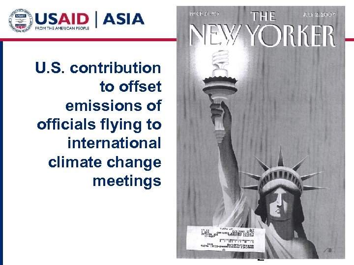 U. S. contribution to offset emissions of officials flying to international climate change meetings