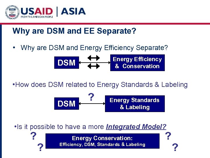 Why are DSM and EE Separate? • Why are DSM and Energy Efficiency Separate?