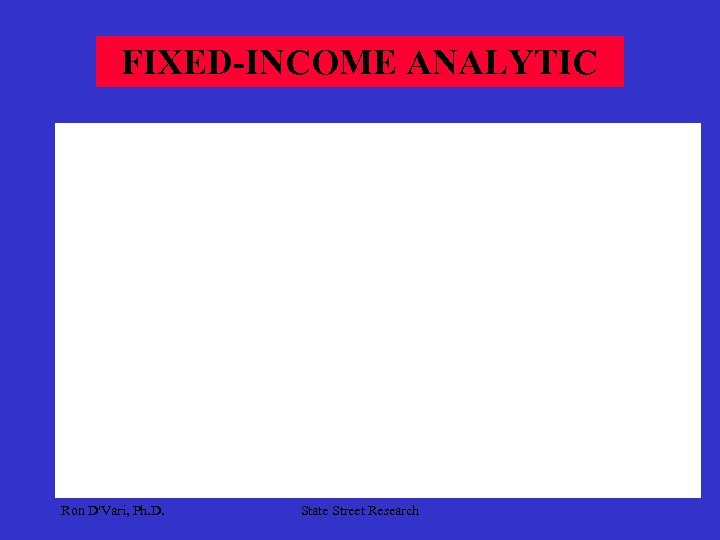 FIXED-INCOME ANALYTIC Ron D'Vari, Ph. D. State Street Research 