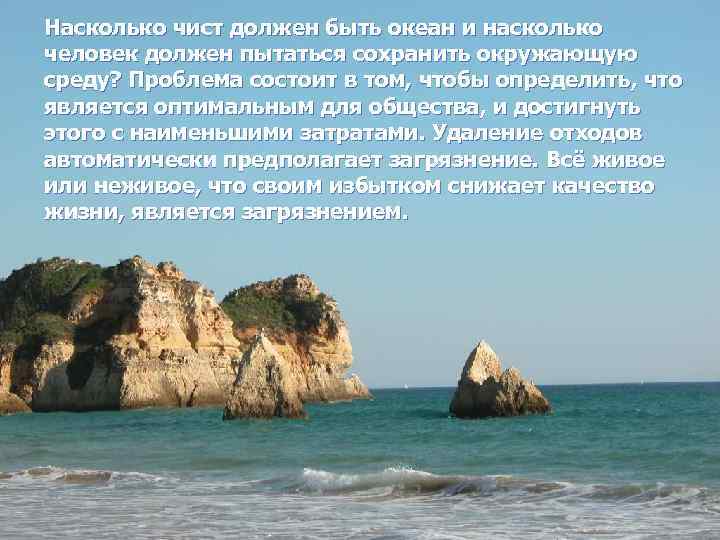 Насколько чист должен быть океан и насколько человек должен пытаться сохранить окружающую среду? Проблема