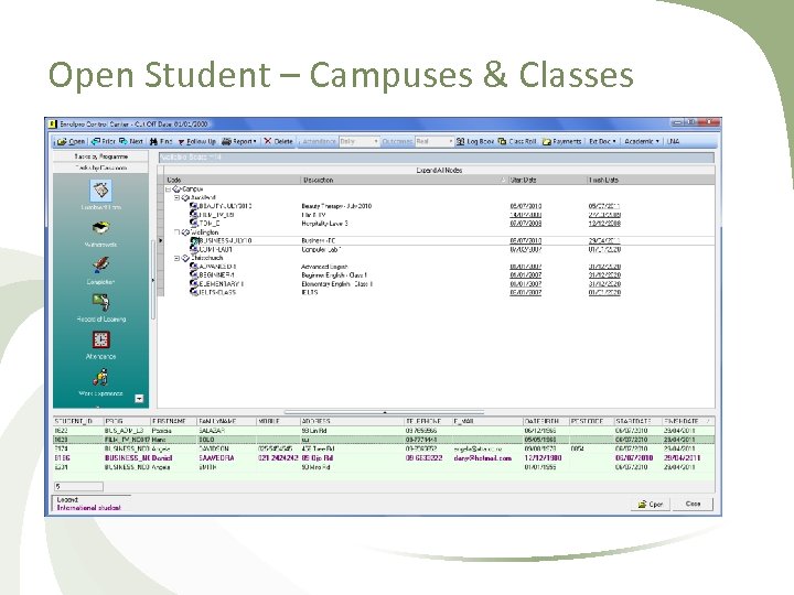 Open Student – Campuses & Classes 