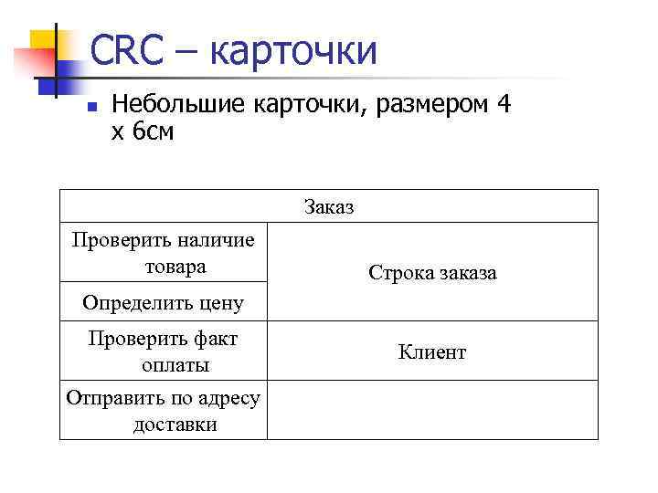 CRC – карточки n Небольшие карточки, размером 4 х 6 см Заказ Проверить наличие