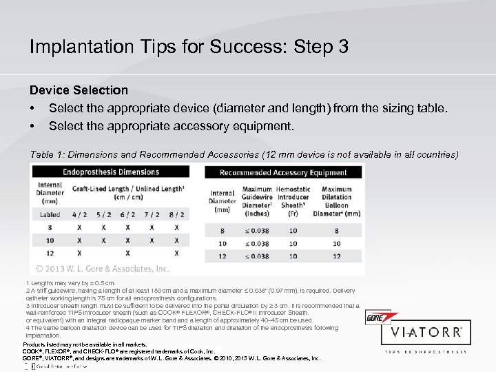 Implantation Tips for Success: Step 3 Device Selection • Select the appropriate device (diameter