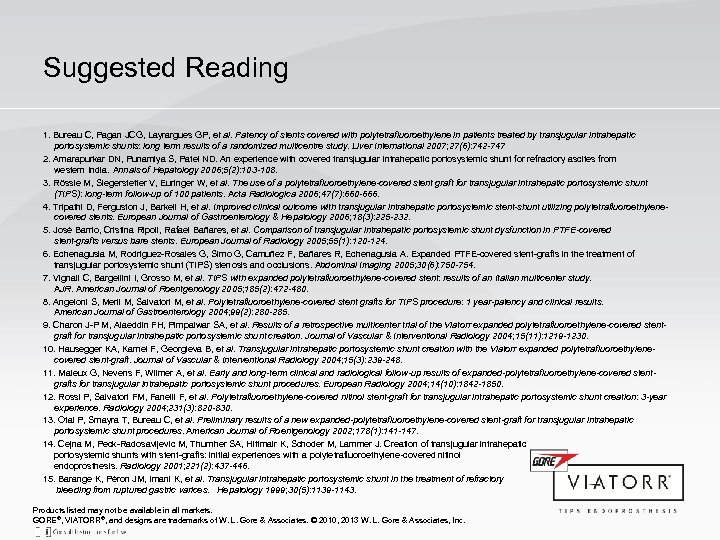 Suggested Reading 1. Bureau C, Pagan JCG, Layrargues GP, et al. Patency of stents