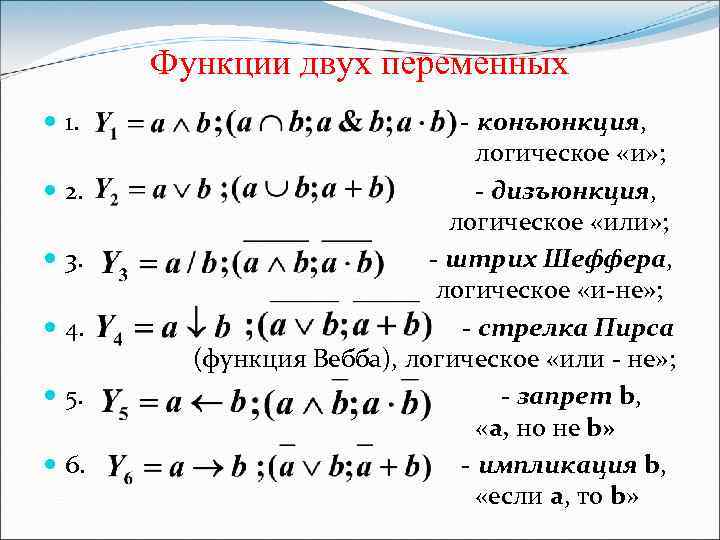 Другие функции. Штрих Шеффера для 3 переменных. Логические функции 2 переменных. Законы логики Буля. Булевы функции двойная стрелка.