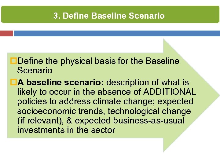 3. Define Baseline Scenario p. Define the physical basis for the Baseline Scenario p.