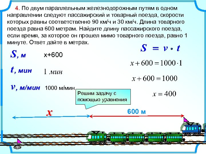 Из двух городов одновременно навстречу друг другу отправились скорый и товарный поезда они схема