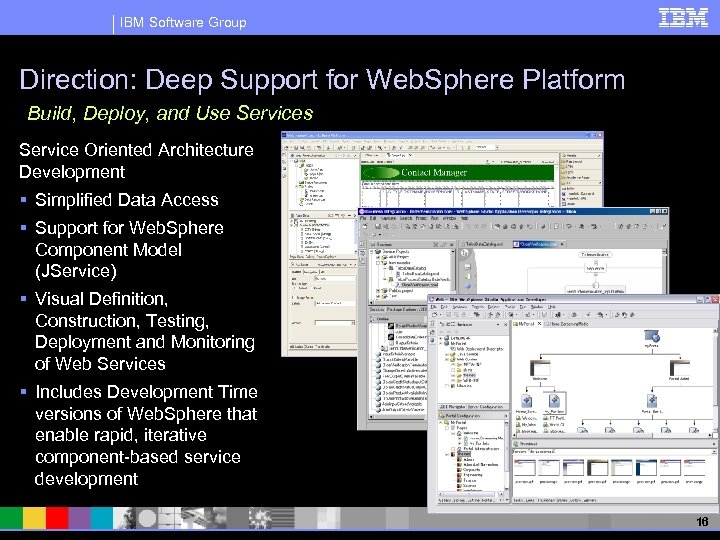 IBM Software Group Direction: Deep Support for Web. Sphere Platform Build, Deploy, and Use