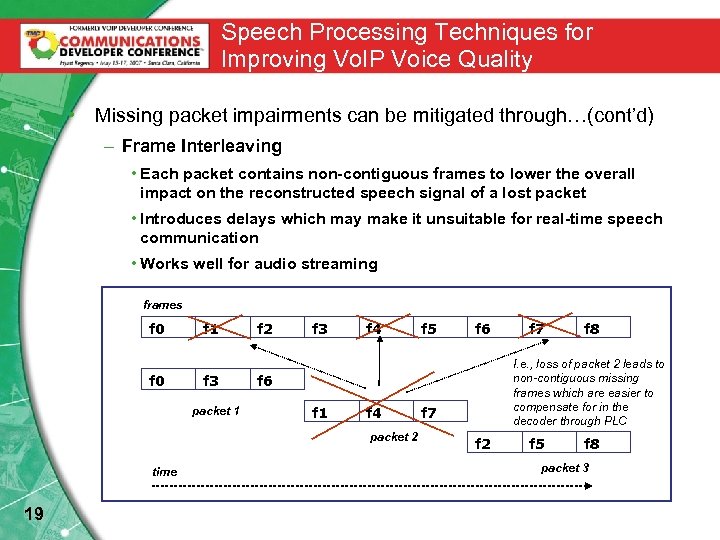 Speech Processing Techniques for Improving Vo. IP Voice Quality • Missing packet impairments can