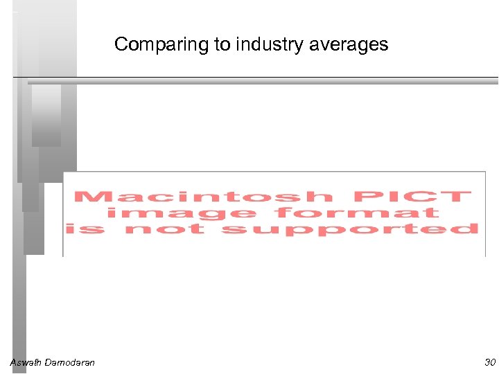 Comparing to industry averages Aswath Damodaran 30 