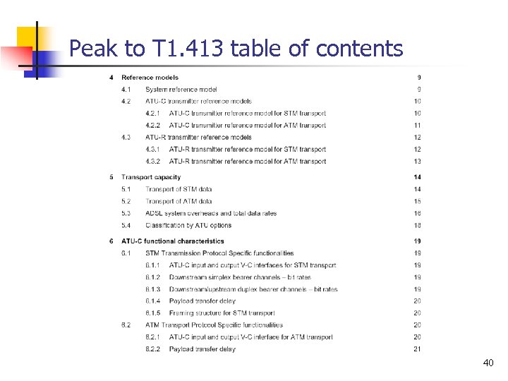 Peak to T 1. 413 table of contents 40 