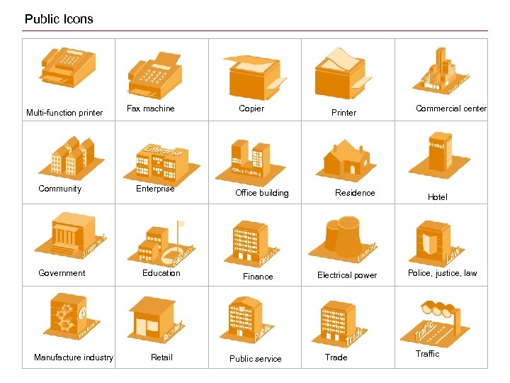 Public Icons Multi-function printer Community Government Manufacture industry Fax machine Enterprise Copier Office building