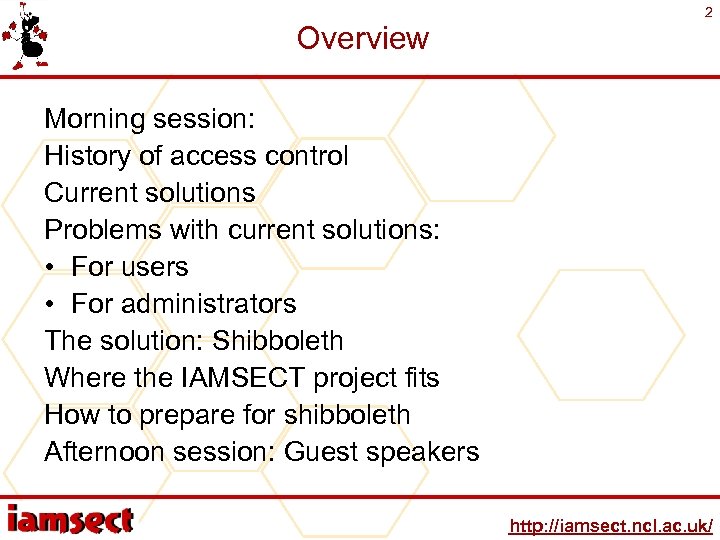 Overview 2 Morning session: History of access control Current solutions Problems with current solutions: