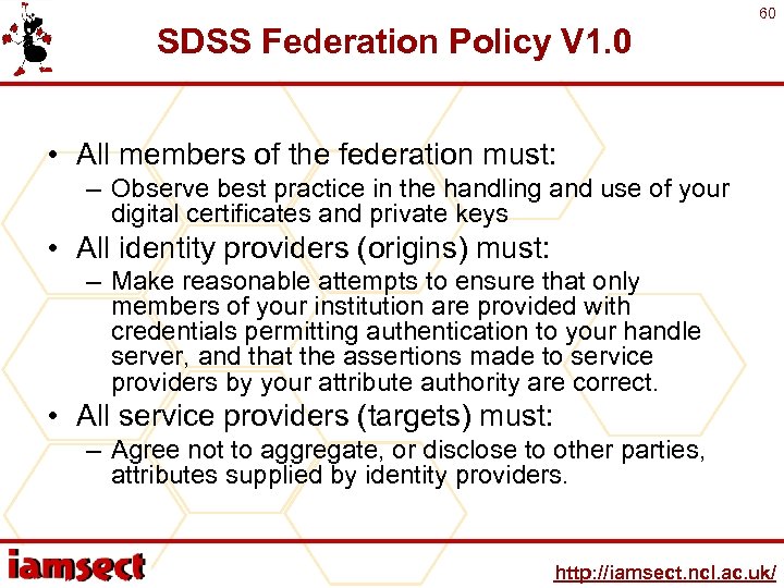 SDSS Federation Policy V 1. 0 60 • All members of the federation must: