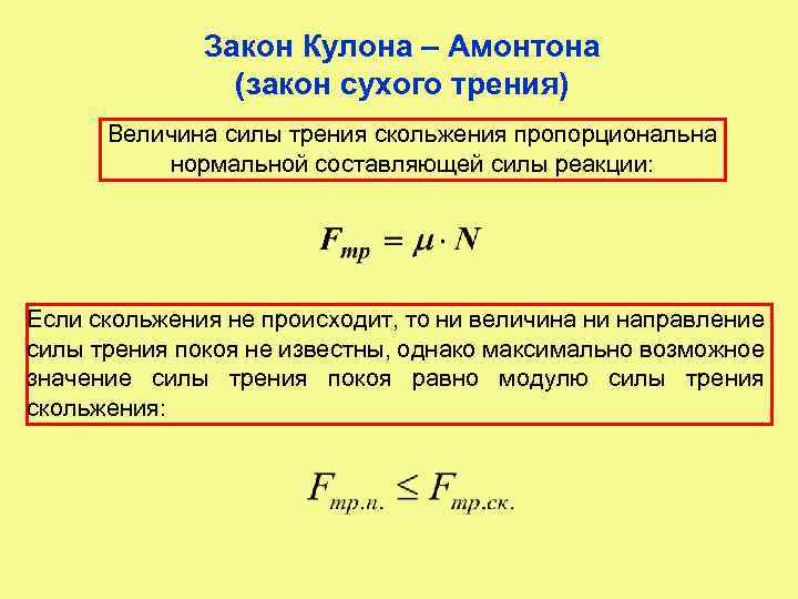 Сила скольжения закон