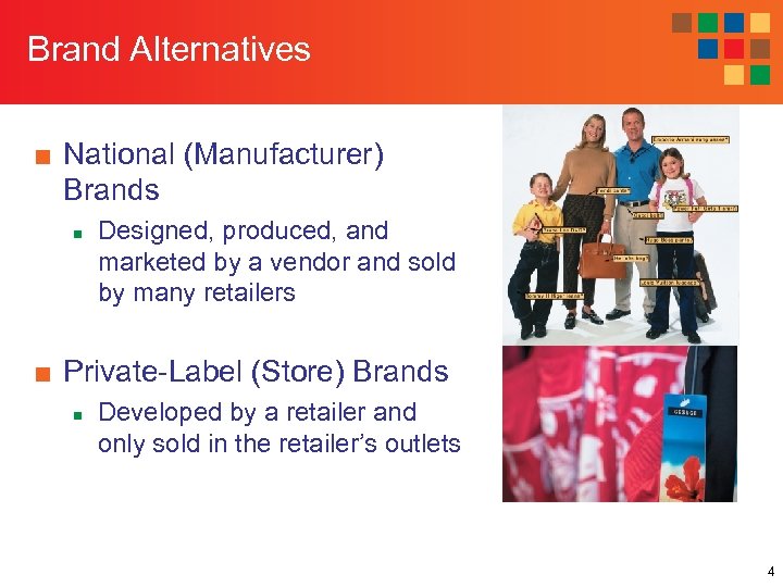 Brand Alternatives ■ National (Manufacturer) Brands n Designed, produced, and marketed by a vendor