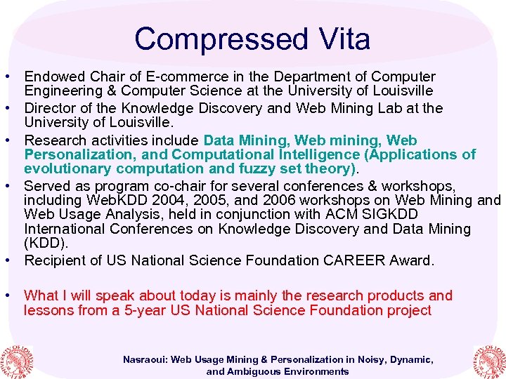 Compressed Vita • Endowed Chair of E-commerce in the Department of Computer Engineering &