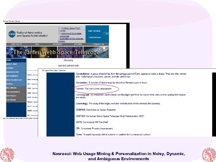 Nasraoui: Web Usage Mining & Personalization in Noisy, Dynamic, and Ambiguous Environments 