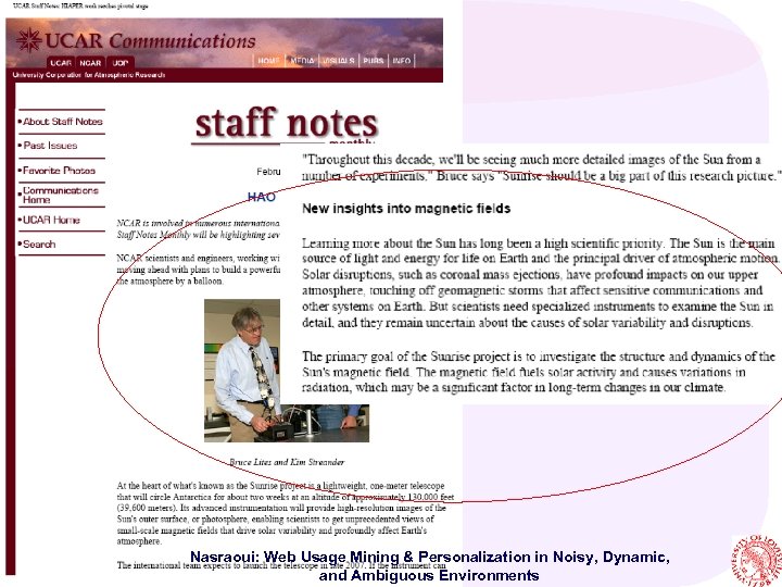Nasraoui: Web Usage Mining & Personalization in Noisy, Dynamic, and Ambiguous Environments 