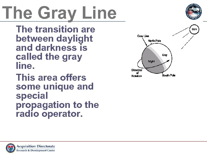 The Gray Line The transition are between daylight and darkness is called the gray