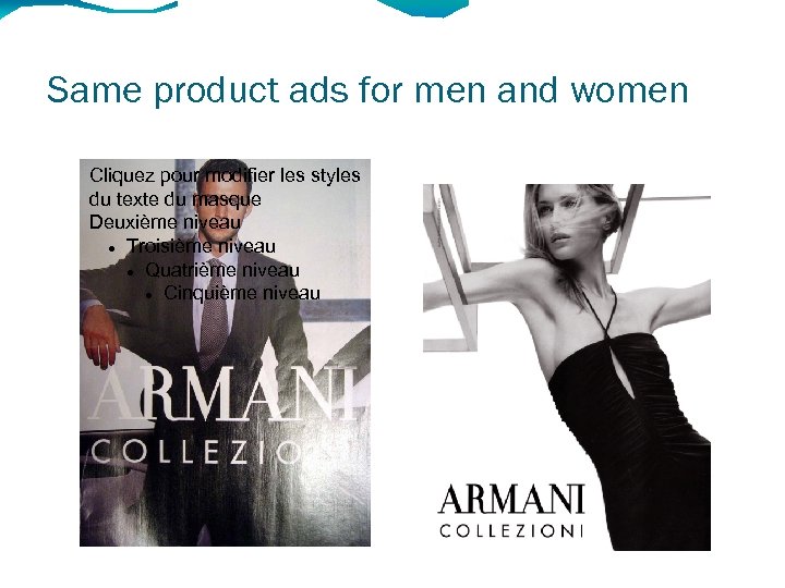 Same product ads for men and women Cliquez pour modifier les styles du texte