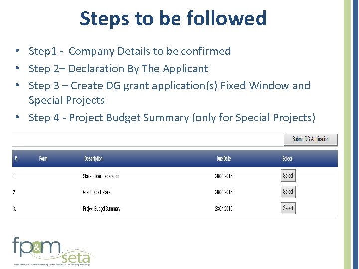 Steps to be followed • Step 1 - Company Details to be confirmed •