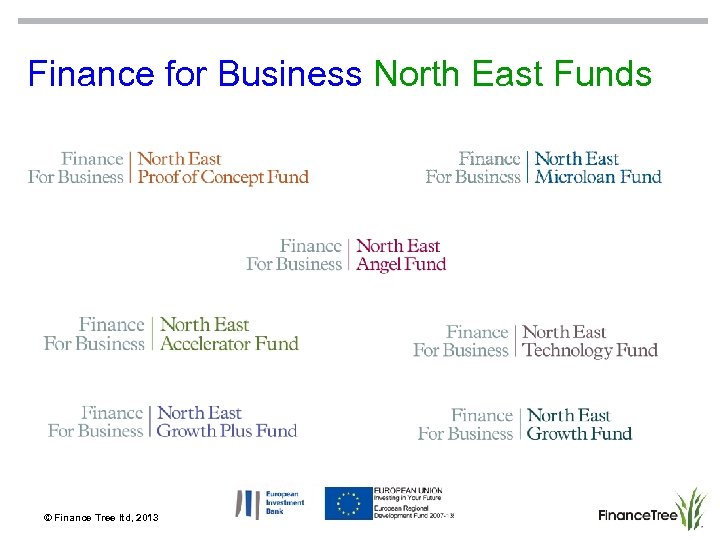 Finance for Business North East Funds © Finance Tree ltd, 2013 