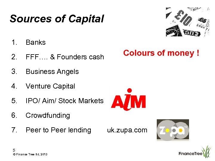 Sources of Capital 1. Banks 2. FFF…. & Founders cash 3. Business Angels 4.